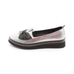 Via Roma 115-1069-silver Női ezüst masnis félcipő